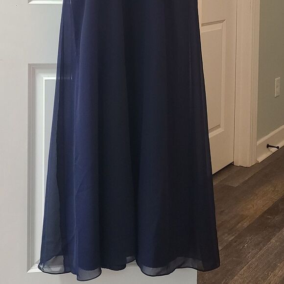 Alfred Angelo Navy Blue Beaded Formal Prom Evening Gown - Picture 10 of 13